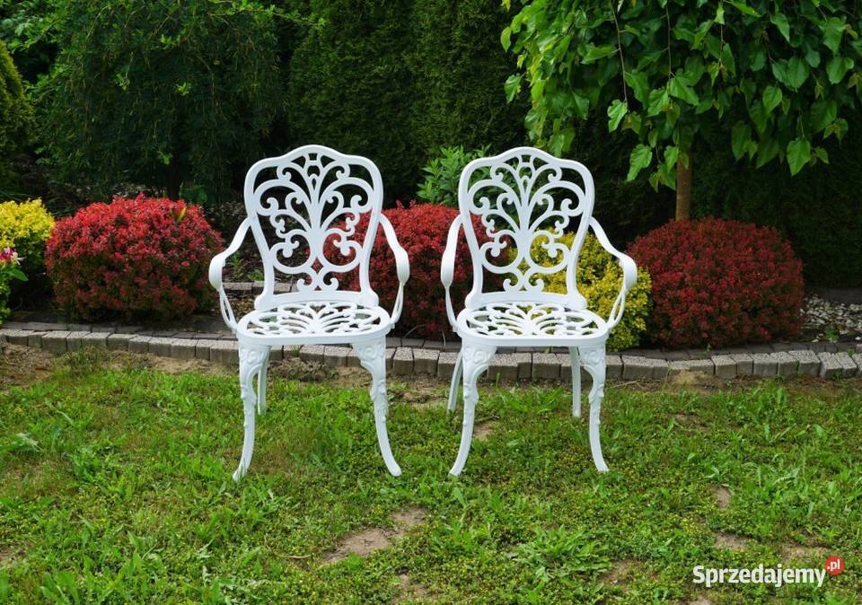 Meble ogrodowe aluminiowe białe komplet 4osobowy Breń