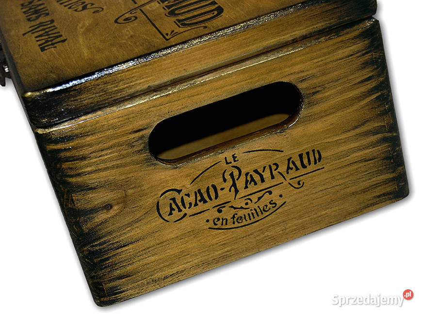 KUFER skrzynka drewniana CACAO PAYRAUD vintage Dom i Ogród Bydgoszcz
