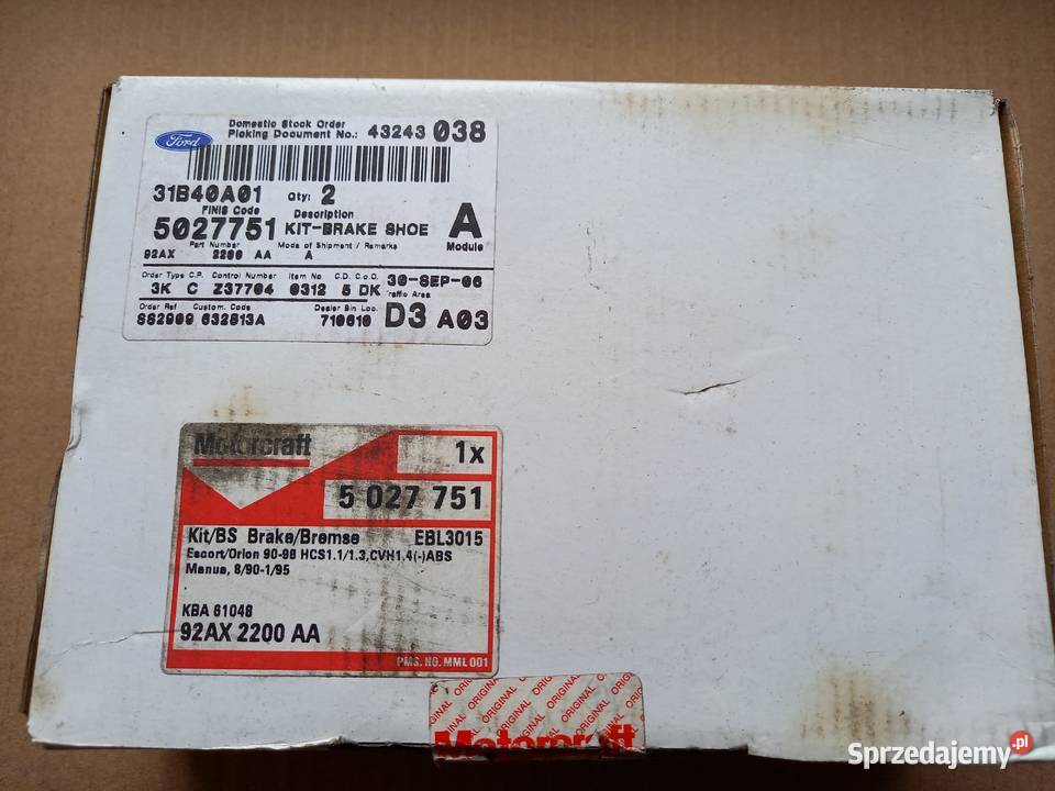 5027751 EBL 3015 Oryginalne szczęki hamulcowe małopolskie Kraków