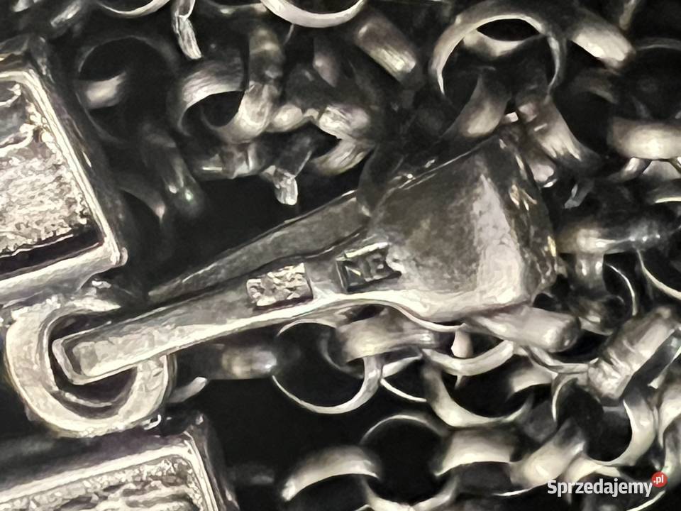 Srebrna zawieszka wisior cyrkonie długi łańcuch srebro Warszawa