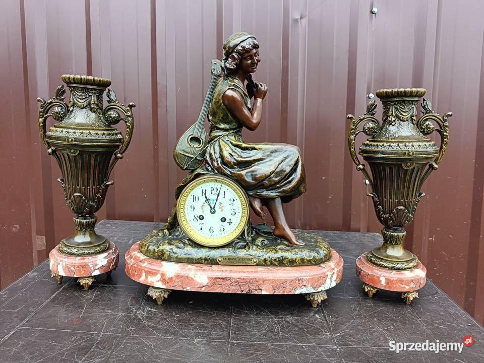 Piękny zegar kominkowy z wazonami Francja XIX podkarpackie Jasło