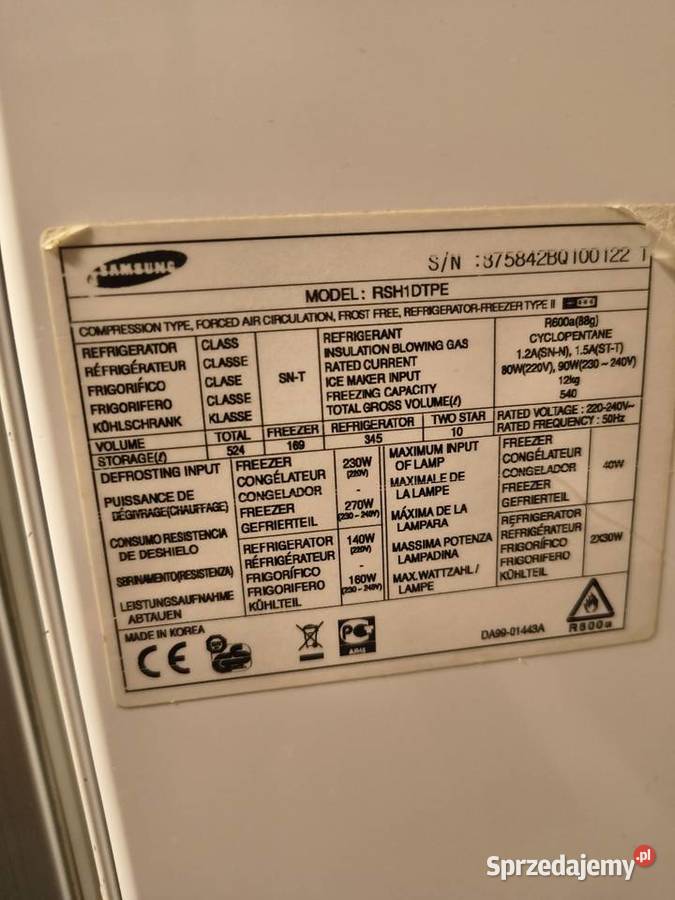 Lodówka Samsung rsh1dtpe wolnostojące Łaziska Górne
