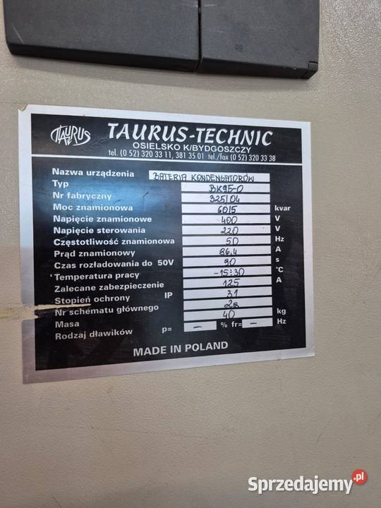 Bateria kondensatorów TAURUS BK950 sprawna Kamień Śląski