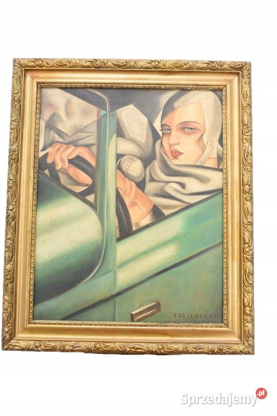 T De Łempicka Dama Kobieta w Bugatti Stary Obraz małopolskie Kraków