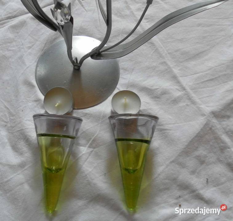 Szkło w Metalu Świecznik ozdobny Liście 2 Kraków