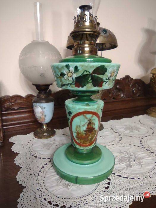 Antyk lampa naftowa LB ręcznie malowana Belgia Gniezno