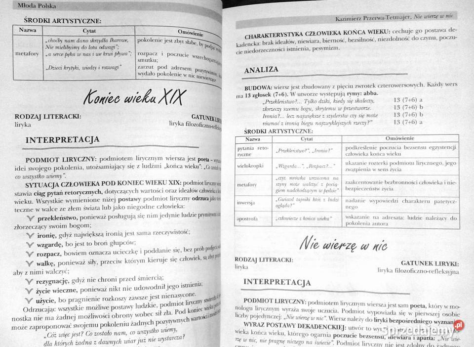 Powtórka z literatury 5 Młoda Polska Aldona sprzedam