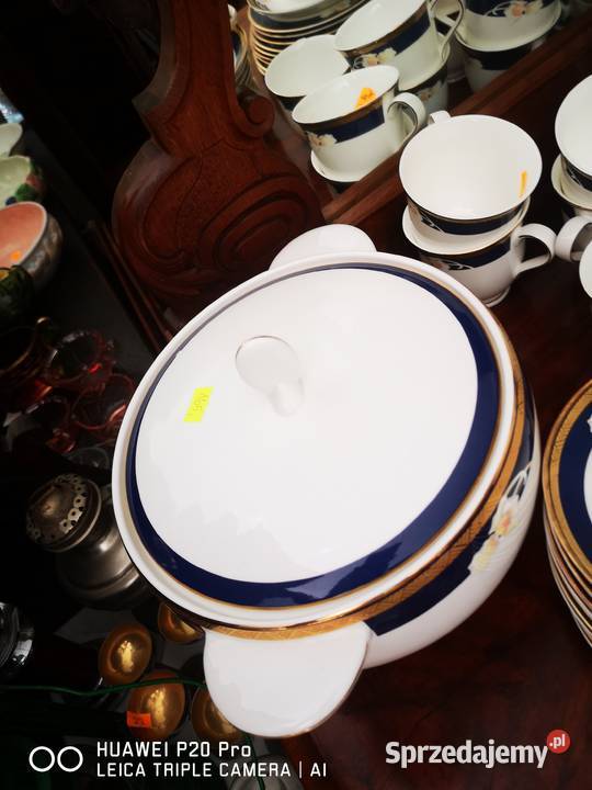 Filiżanka z talerzkiem deserowym z kobaltem Gdańsk