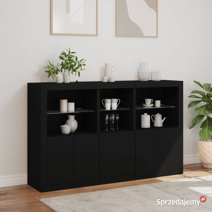 Szafka z oświetleniem LED czarna 162x37x100 Warszawa