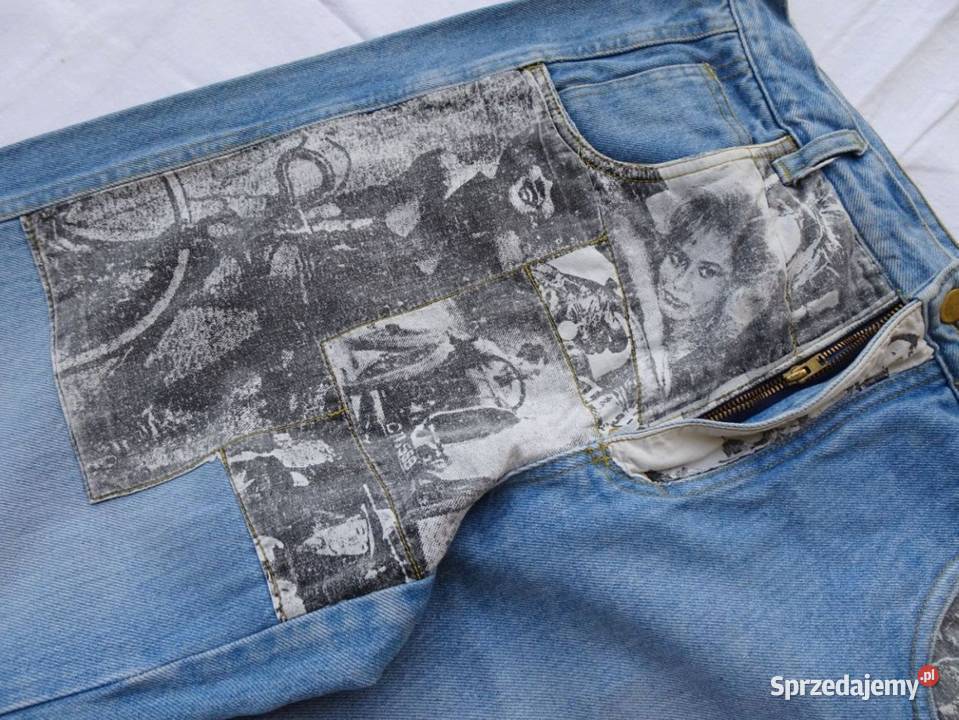 Spodnie dżinsy vintage z Fotografią XL niebieski Nowy Sącz