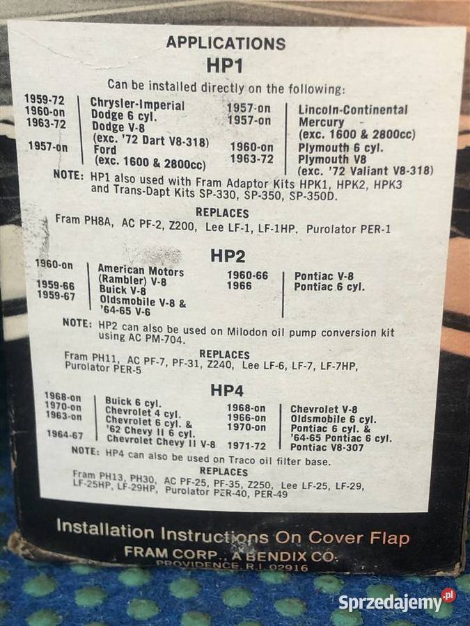 Filtr oleju FRAM HP4 FRAM HP4 Piła