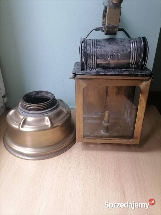 Stara mosiężna lampa karbidowa kolejowa z lat 30 małopolskie Kraków