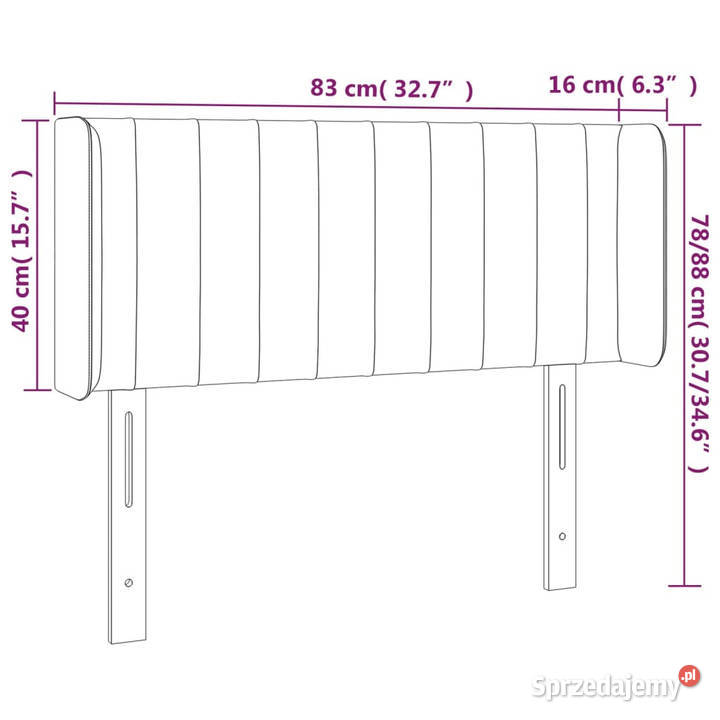 Zagłówek do łóżka z LED ciemnoszary 83x16x7888