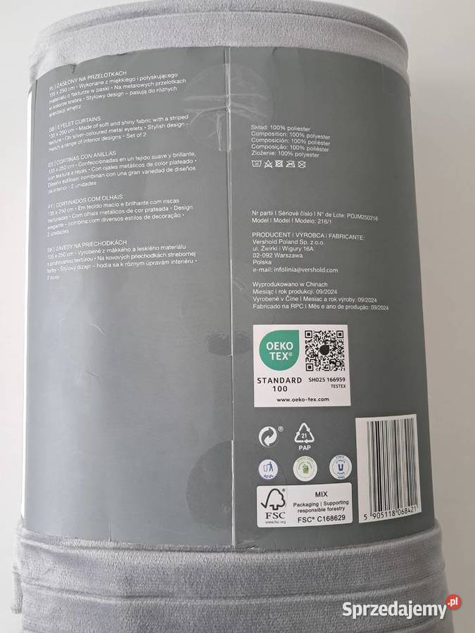 Zasłony na przelotkach popielate 2 135 x 250 Kraków