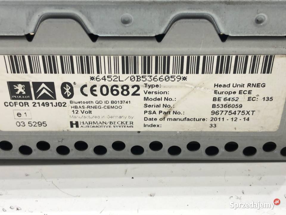 RADIO PEUGEOT 807 96775475XT ODTWARZACZ