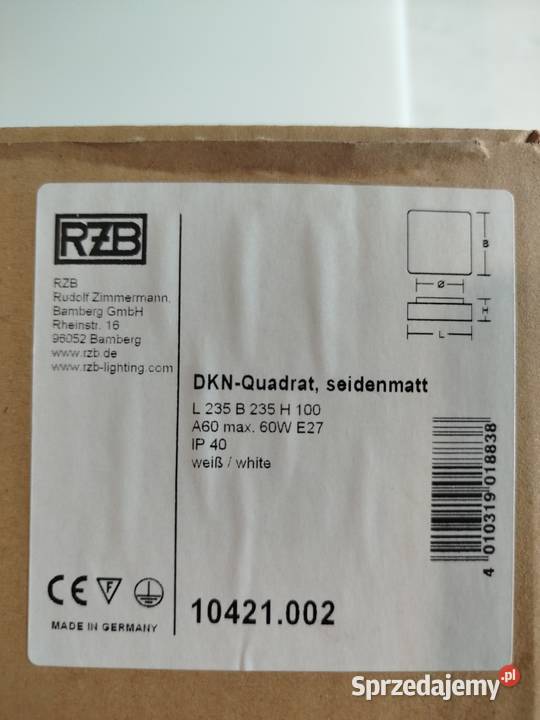Plafon lampa DKKQuadratseidenmatt biały