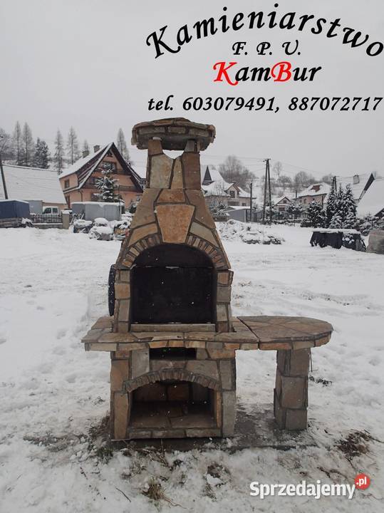 Kominek grill ogrodowy z kamienia gnejsowego A1 małopolskie Lubień