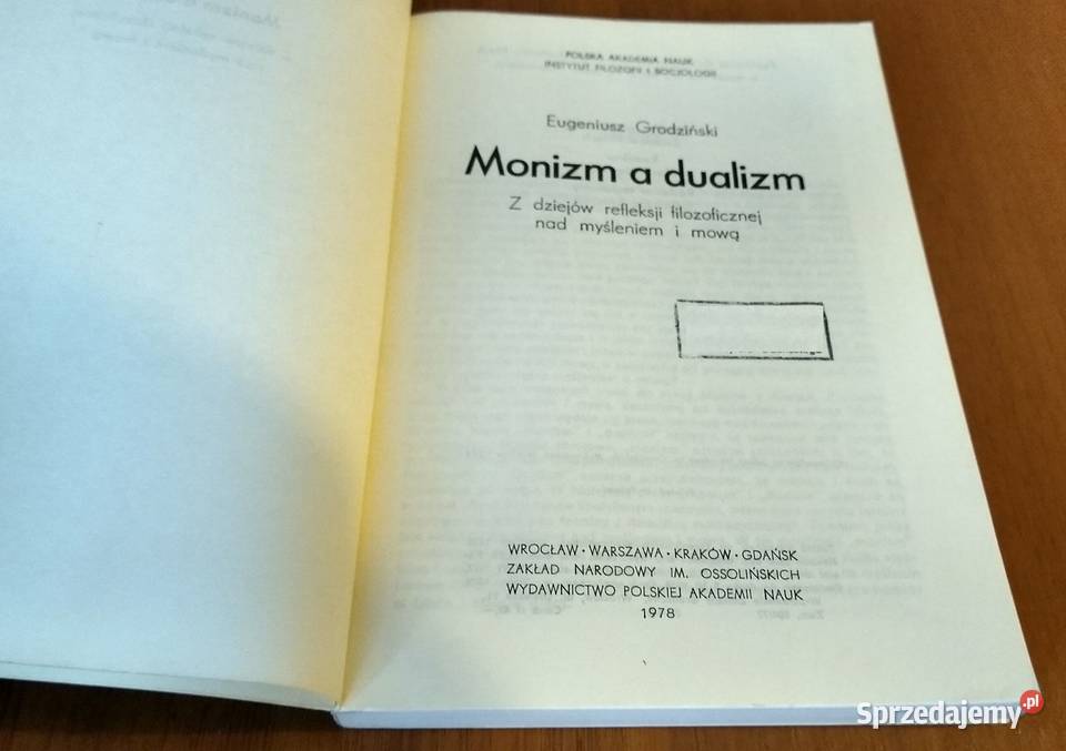 Monizm a dualizm z dziejów refleksji Gdańsk sprzedam