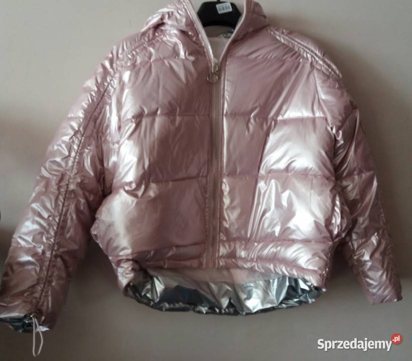 Kurtka zimowa pikowana z kapturem w puder róż Rozmiar 38(M) Białystok
