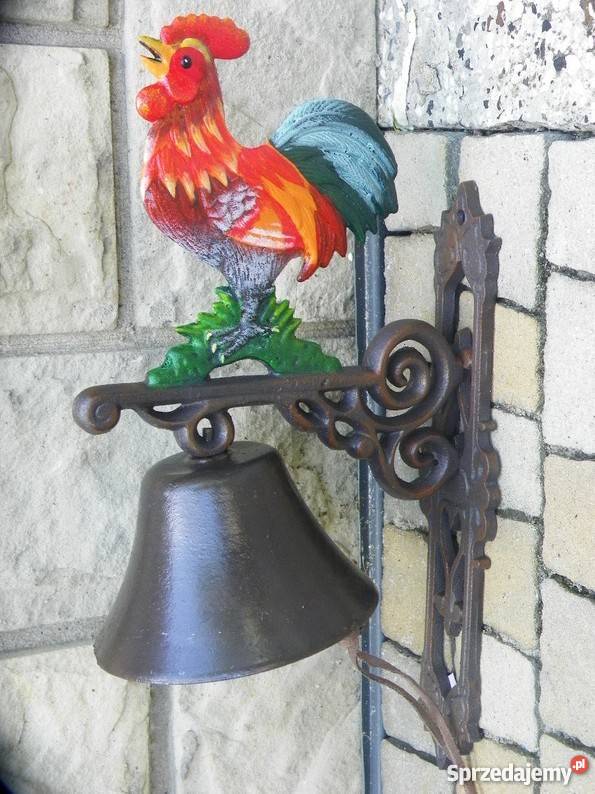 Zjawiskowy żeliwny dzwon dzwonek kogut Antyki małopolskie Kraków
