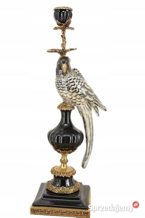 Świecznik Porcelanowy Papuga Porcelana Brąz Kraków