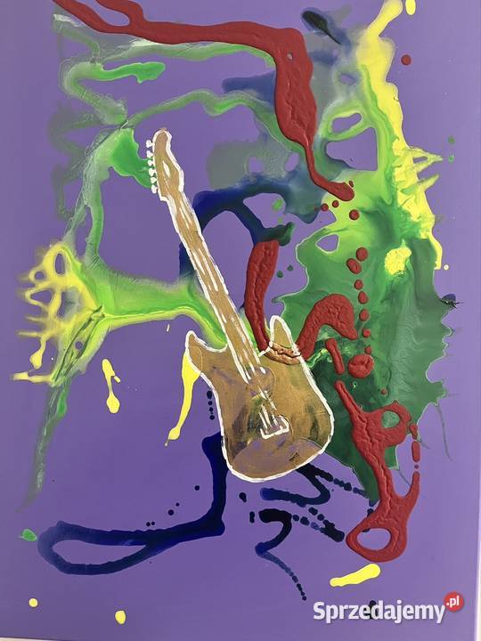 Obraz abstrakcja gitara akryl Łomża sprzedam