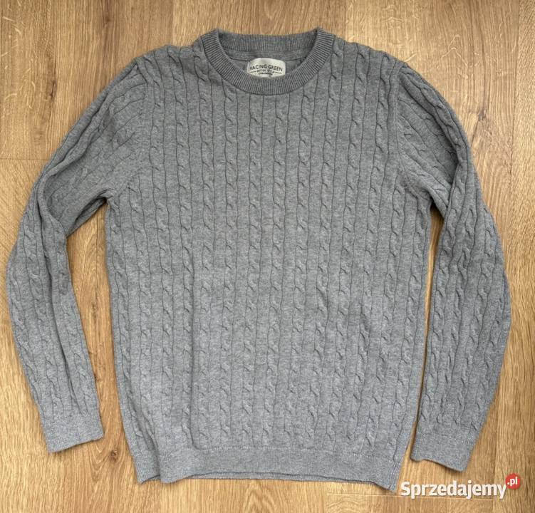 Racing Green sweter warkocz szary 100 bawełna M Lednica Górna