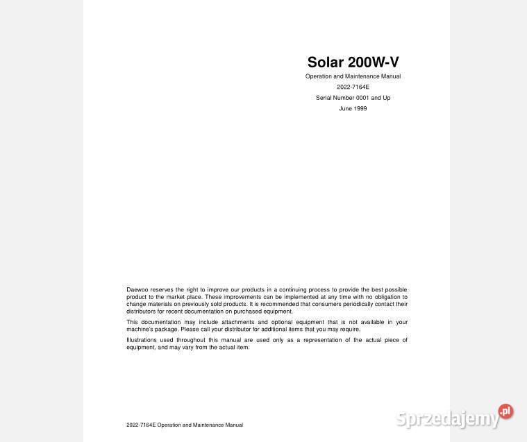 Daewoo Solar 55WV PLUS 200WV 140LCV instrukcja