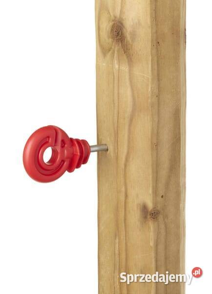 Izolator do drutu i plecionki z wkrętem czerwony Słupki