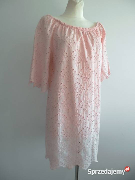 Sukienka Ażurowa Trapezowa Bawełniana Włoska Łomża