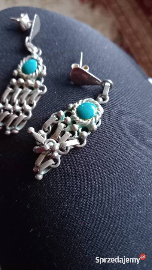 Kolczyki staruszsrenrne turkusemparzenica Warszawa