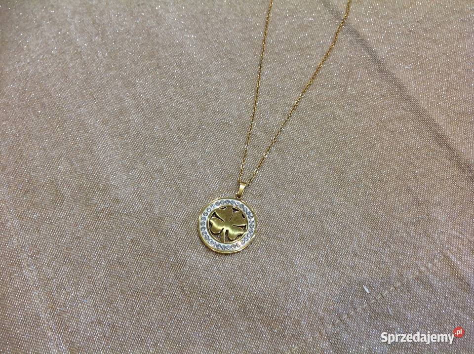 Damski Złoty Naszyjnik Choker z Koniczynką