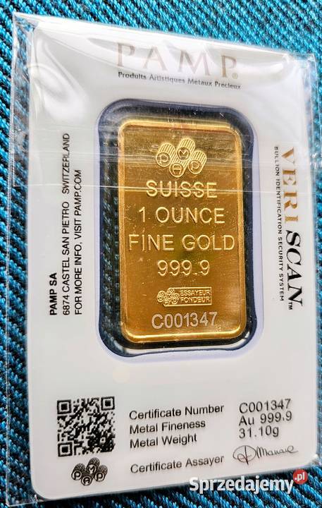 sztabka złota imitacja 1 uncja PAMP certyfikat Pozostałe