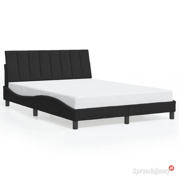 Rama łóżka z LED czarna aksamitna 140x190
