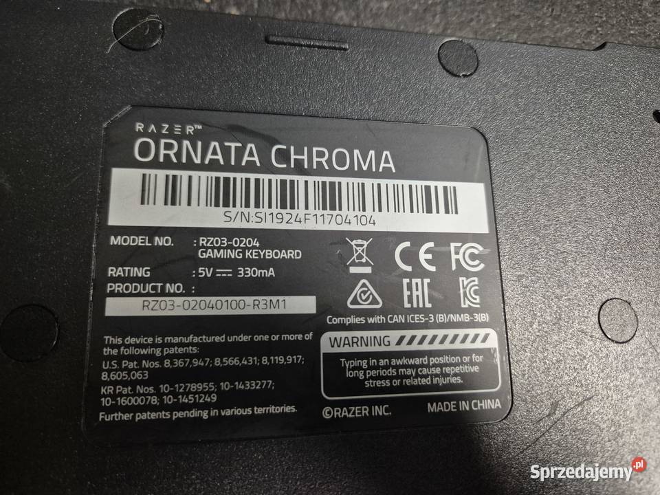 Klawiatura Gamingowa razer ornata chroma USB Ruda Śląska