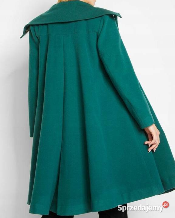 Płaszcz jesienny damski rozkloszowany ze stójką