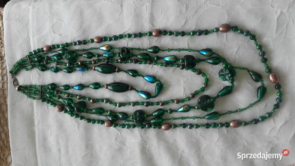 NASZYJNIK Z ZIELONEGO SZKŁA WENECKIEGO Zegarki i Biżuteria Piła