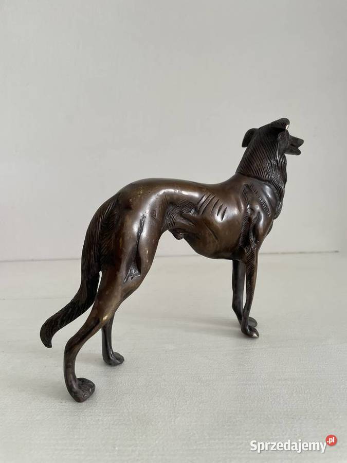 Art Deco stara figurka psa z brązu w stylu art łódzkie Łódź