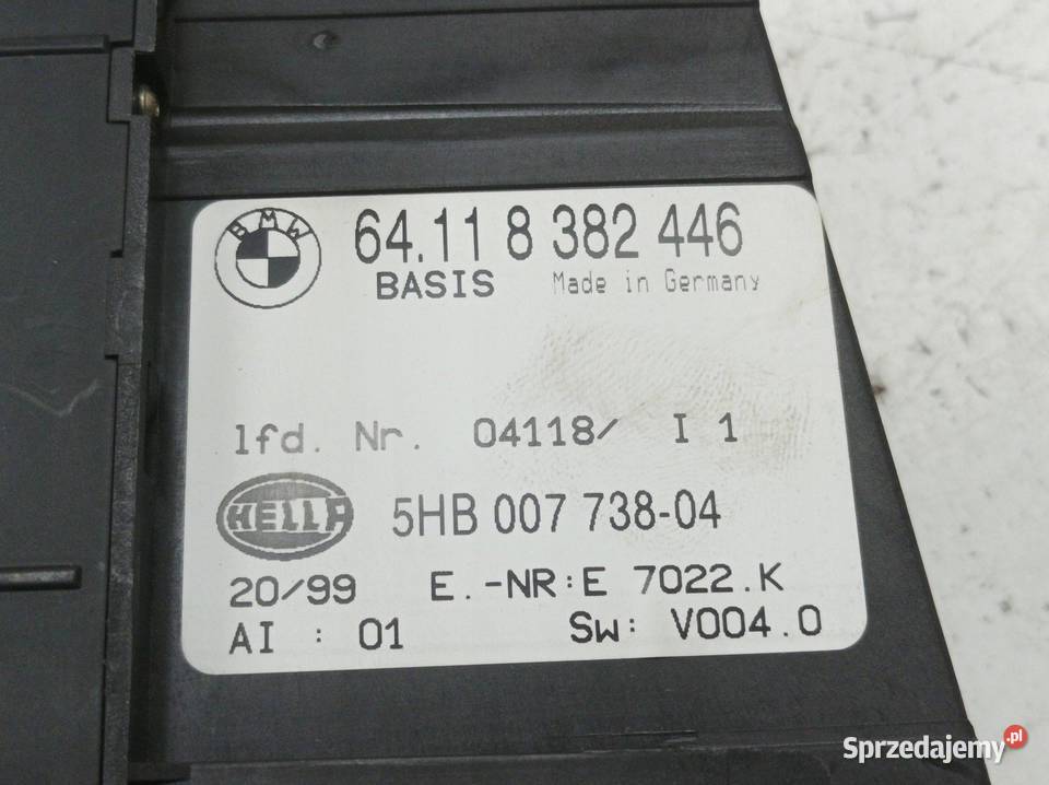 PANEL NAWIEWU 8382446 Bmw Seria 3 IV 19982006 Panele sterowania, przełączniki