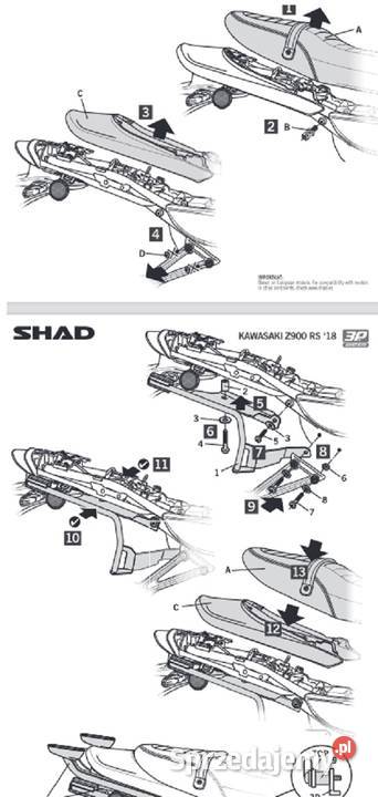 Kawasaki Z900 RS 1820 KUFRY BOCZNE STELAŻ Mrągowo sprzedam