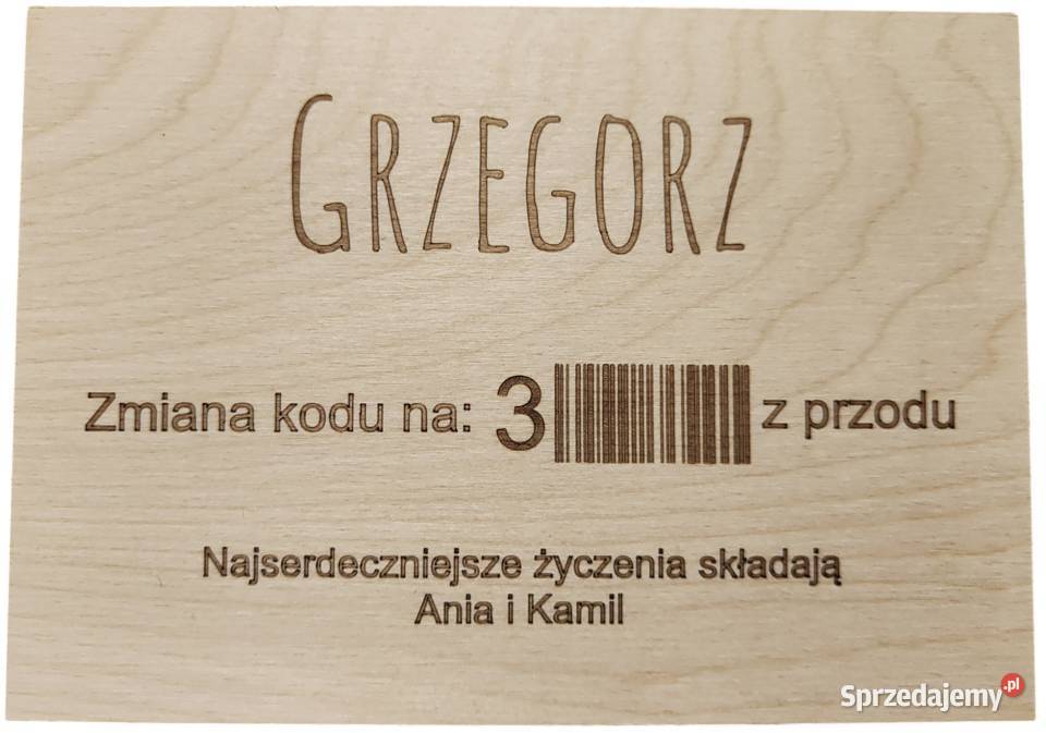 Drewniane pudełko na czekoladki Merci z grawerem wielkopolskie Słupca