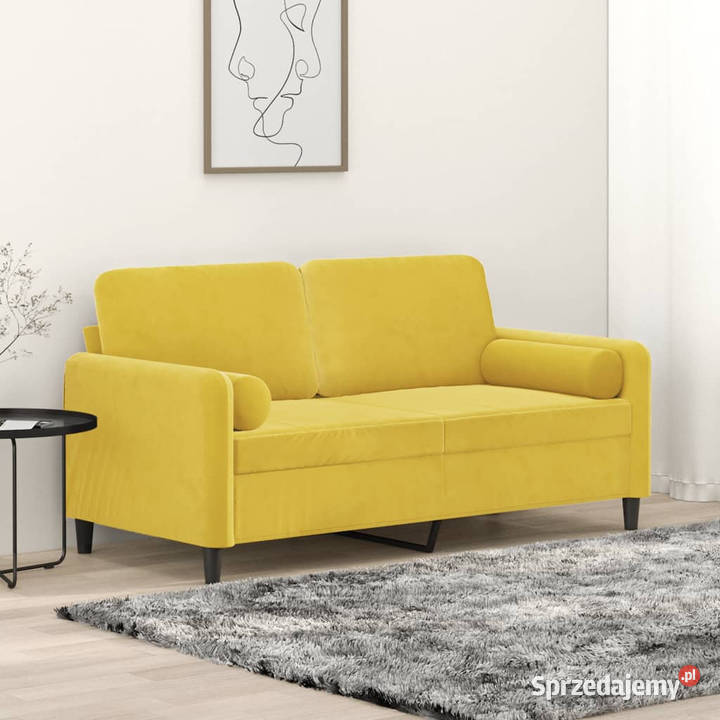 2osobowa sofa z poduszkami żółta 140 aksamit Dom i Ogród Warszawa
