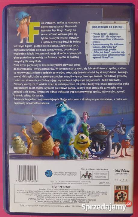 Potwory i Spółka Pixar Walt Disney film VHS Białystok