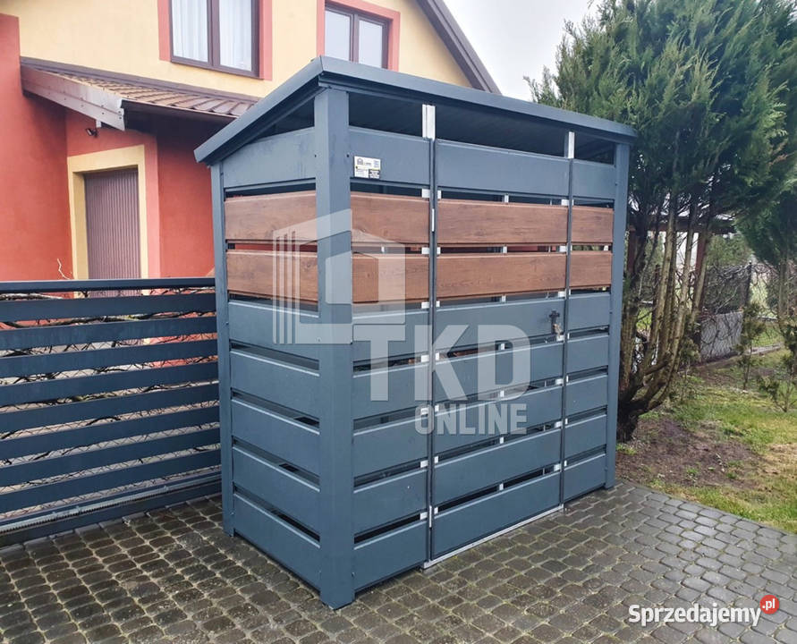 Wiata śmietnikowa 15x07m Antracyt jasny orzech Ogród mazowieckie Płock