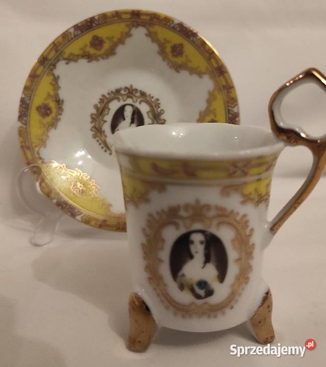 KOLEKCJONERSKA FILIŻANKA DAMA W MEDALIONIE Pabianice