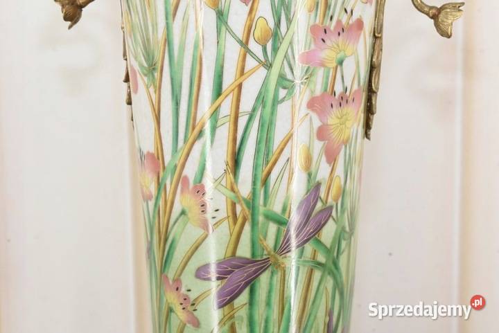 Zielony Porcelanowy Wazon Kwiaty Motyle Sztuczne kwiaty i owoce małopolskie Kraków