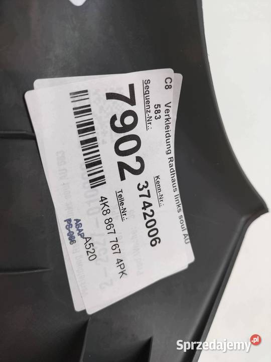 OSŁONA PROGU LEWA KOMPLET 4K PRZÓD TYŁ 4K8867767 Rok produkcji 2018
