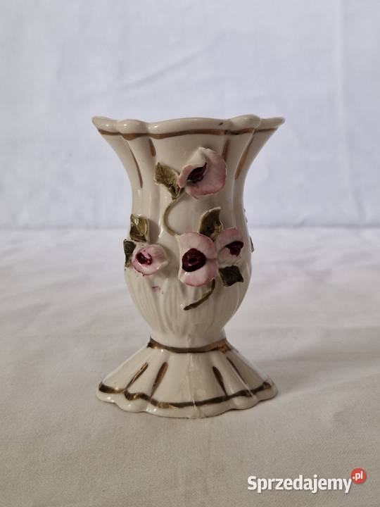 Płaski owalny porcelanowy wazonik Wazony Warszawa