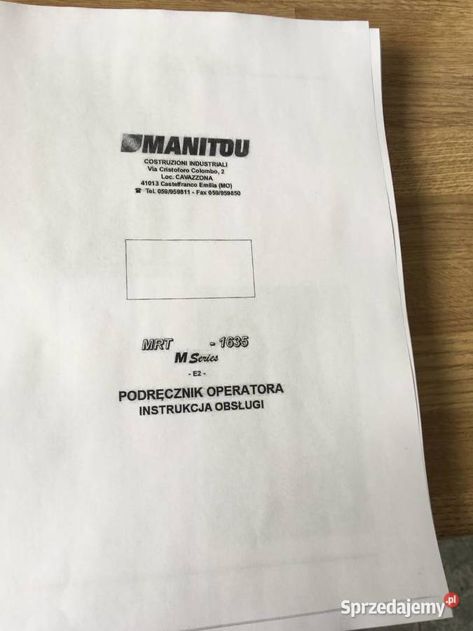 dtr instrukcja obsługi ładowarka manitou mrt Szczecin