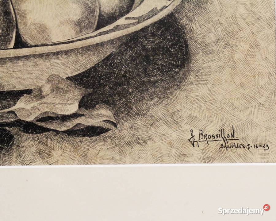 Martwa natura owoce J Brossillon Bruxelles 1929r mazowieckie Bronisze
